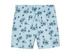 Lyseblå børneshorts med palmeprint.