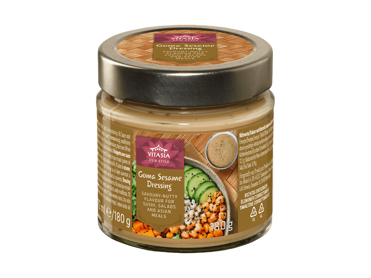 Flasche Goma Sesam-Dressing für Sushi, Salate und asiatische Gerichte, 180g.