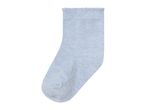 A single light blue sock with a ruffled cuff.