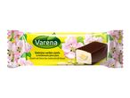 Glazed curd cheese bar with condensed milk flavor, featuring pink blossoms on yellow packaging.
