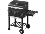 Grelhador a carvão preto GRILLMEISTER com termómetro e rodas.