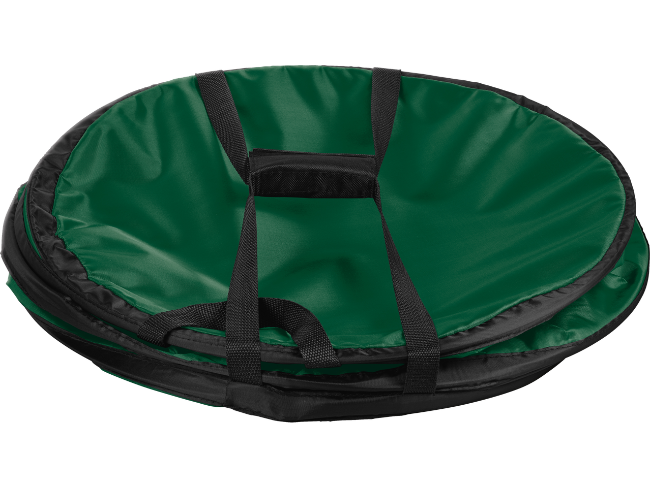 Parkside® 100L Pop-Up Garden Waste Bag, folded flat, dark green with black trim and handles