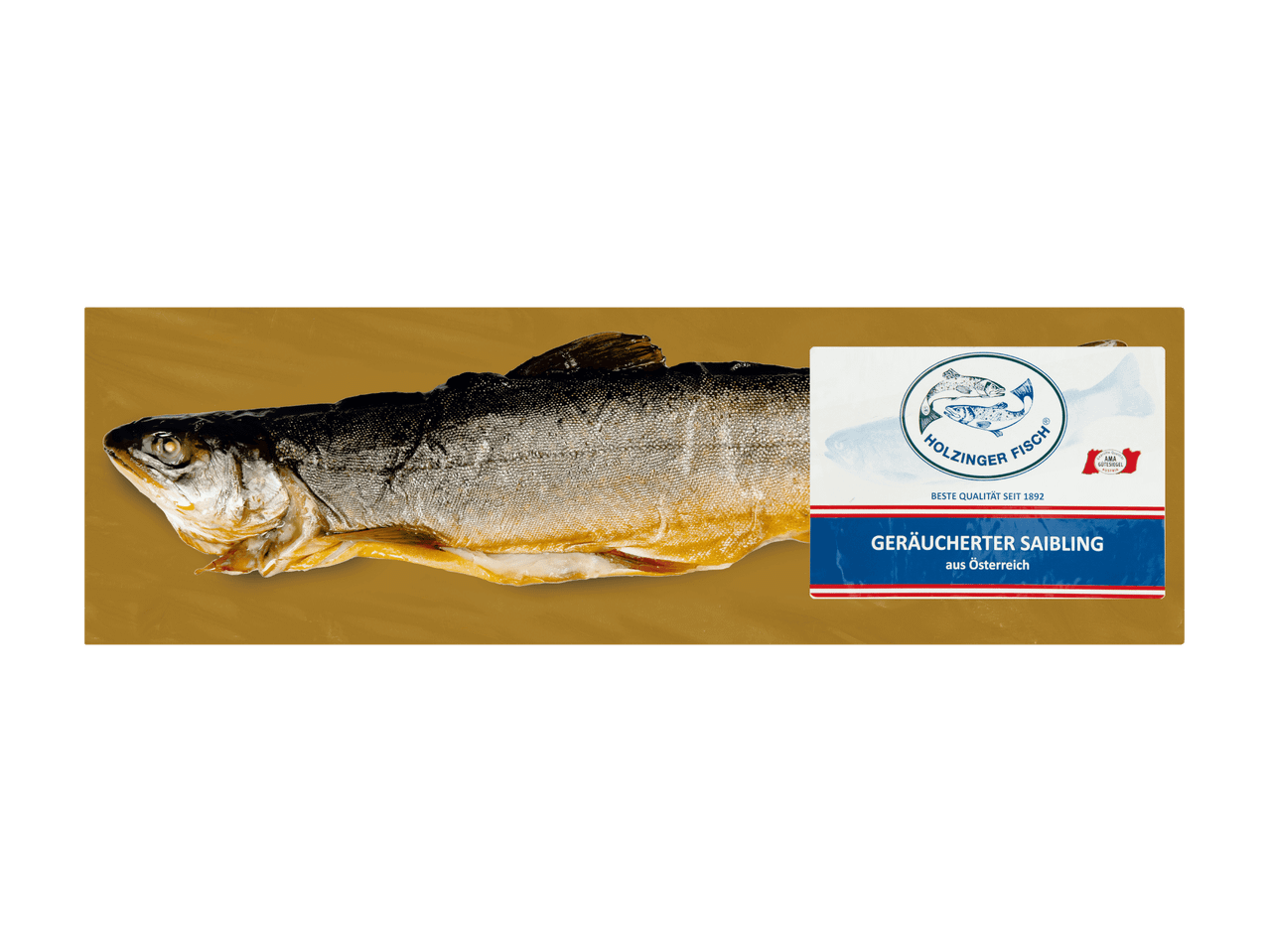 Geräucherter Saibling von Holzinger Fisch, beste Qualität seit 1892, aus Österreich.