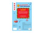 Children's sound book about a fire brigade, with age recommendations and battery safety notes.