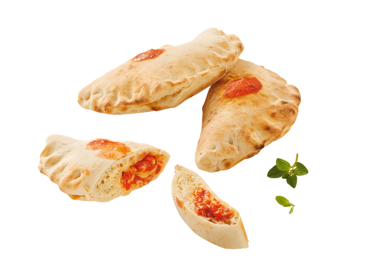 Calzone su pomidorų padažu.