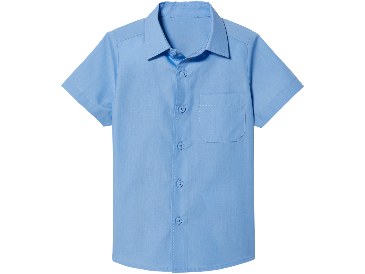 Short-sleeved light blue boys' shirt.