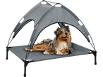 Cama para cachorro com guarda-sol: local confortável para descansar.