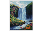 CRELANDO teemantmaali komplekt, millel on kosk lopsakas maastikus.