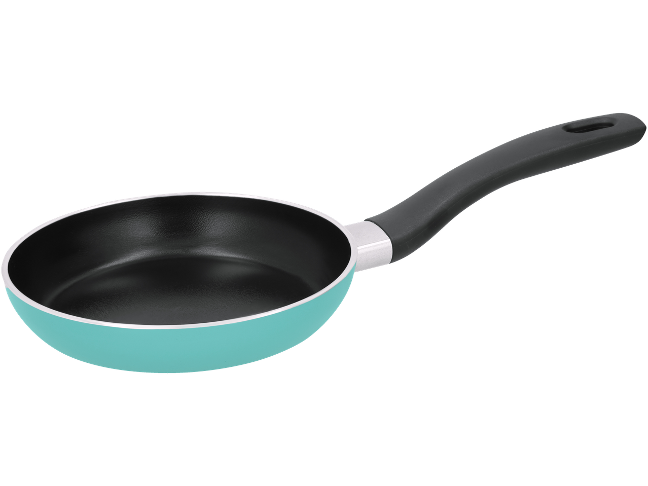 SILVERCREST® Mini Pan Assortment: A turquoise mini frying pan with a black non-stick interior and a black handle.