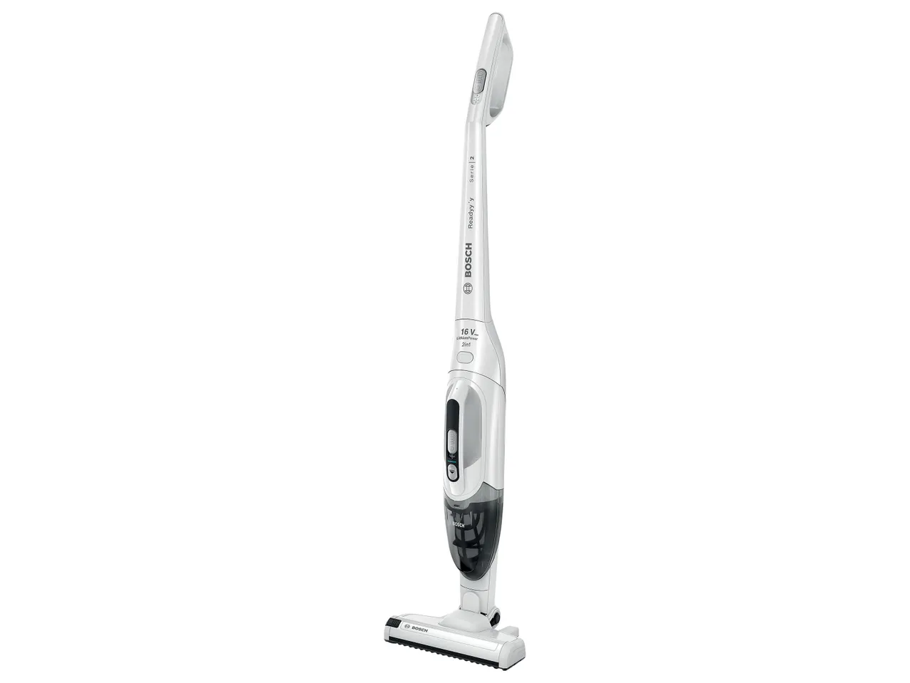 Fehér Bosch Readyy'y Serie 2 16V max 2in1 akkumulátoros álló porszívó.