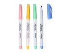 Four pastel Sharpie S-Note highlighters and one cap.