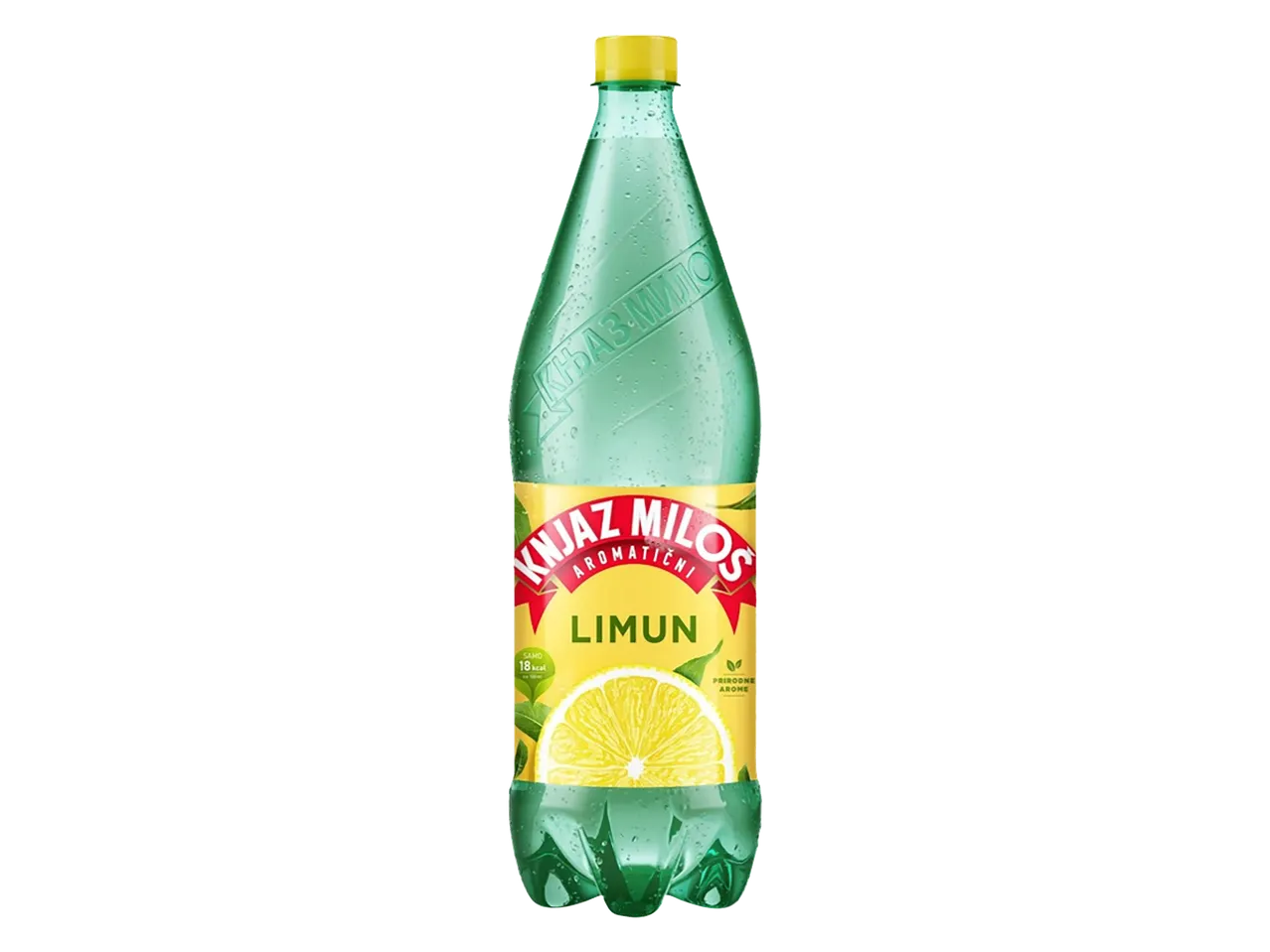 Boca gazirane vode sa ukusom limuna i žutom etiketom.
