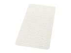 White rectangular bath mat with wavy texture and drainage holes