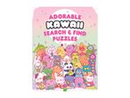 An adorable kawaii search and find puzzle book cover with colorful cartoon characters.