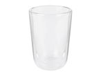 Double-walled glass cup, isolated on a white background.