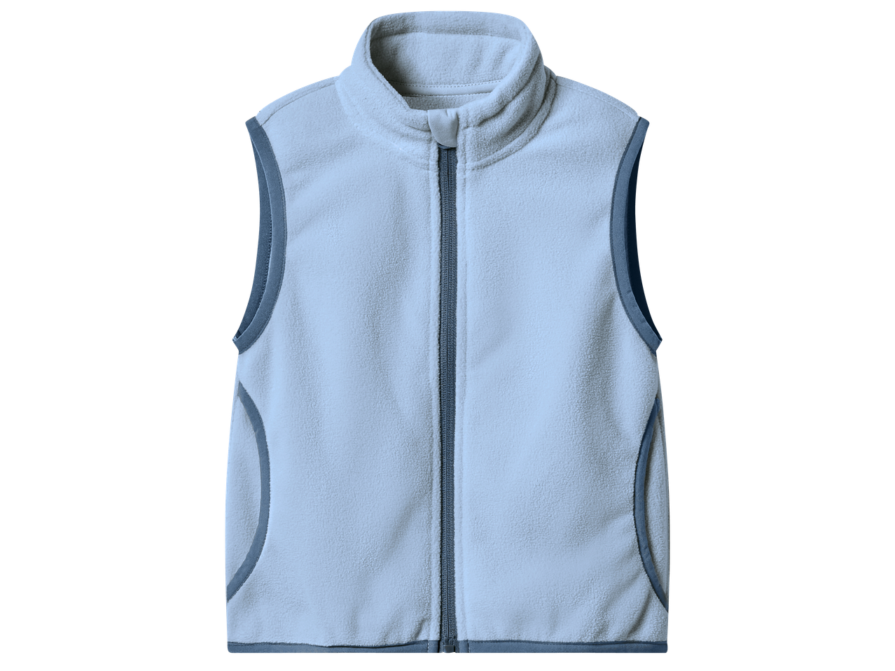 Светлосиня поларена жилетка без ръкави с цип и джобове