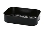 Black rectangular plastic container with a metal insert.