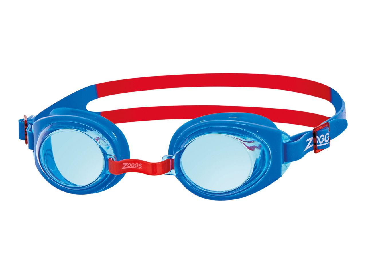 Zoggs swimming goggles, blue and red.