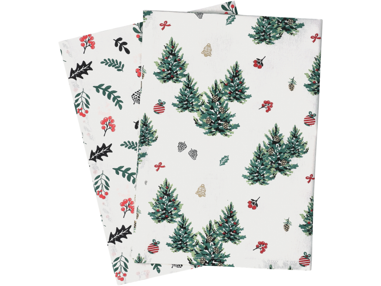 Livarno virtuviniai rankšluosčiai su kalėdiniu eglių ir uogų raštu