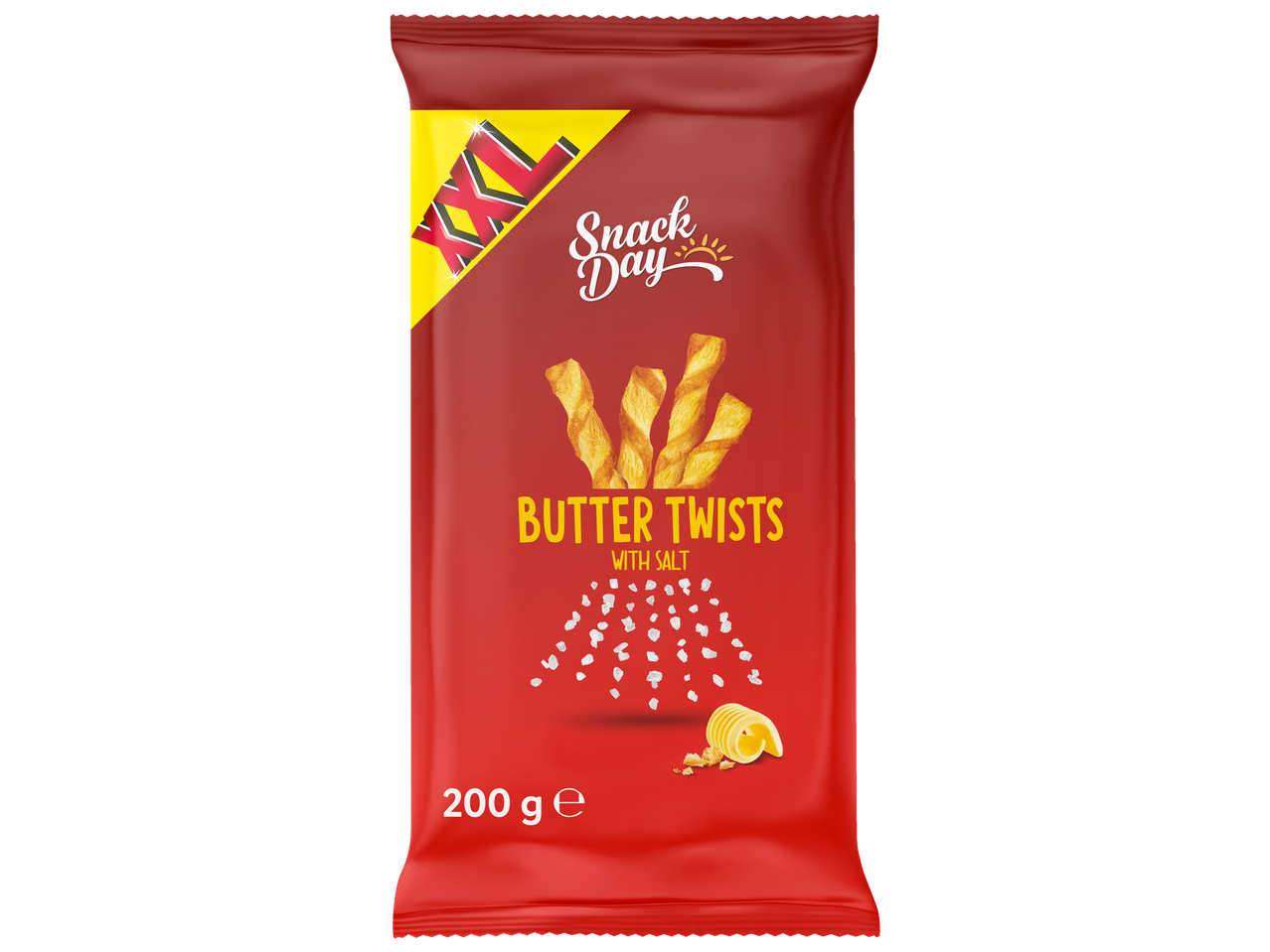 Snack Day XL Butter Twists cu sare, 200g.