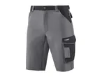 Men's grey and black work shorts with multiple pockets and reflective details.