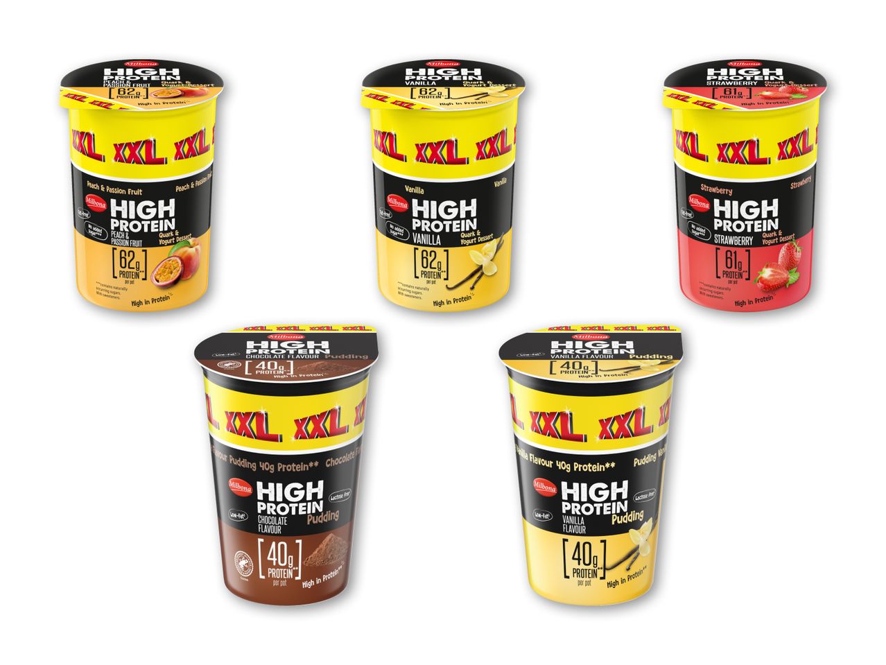 Fem forskellige smagsvarianter af Kettle Chips.