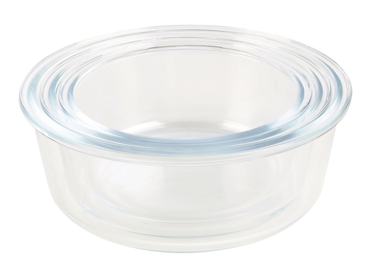 Clear glass bowl with a wide rim