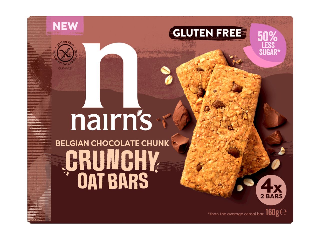 Crunchy Oat Bars Belgian Chocolate Chunk 160g