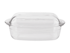 Gennemsigtig glasbageform med låg