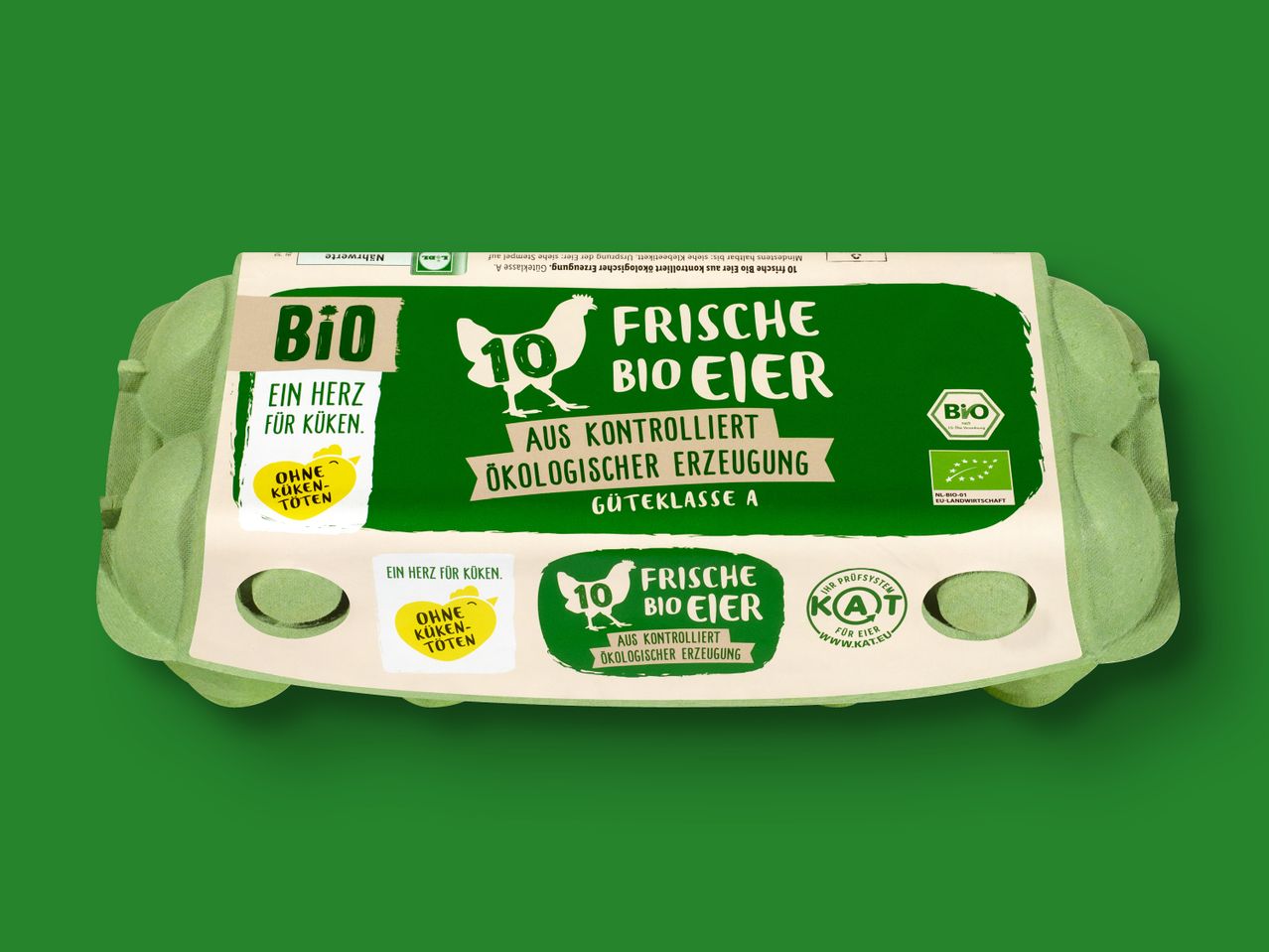 10 frische Bio-Eier aus kontrolliert ökologischer Erzeugung.