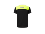 Barnens t-shirt, svart och neongul, bakifrån.