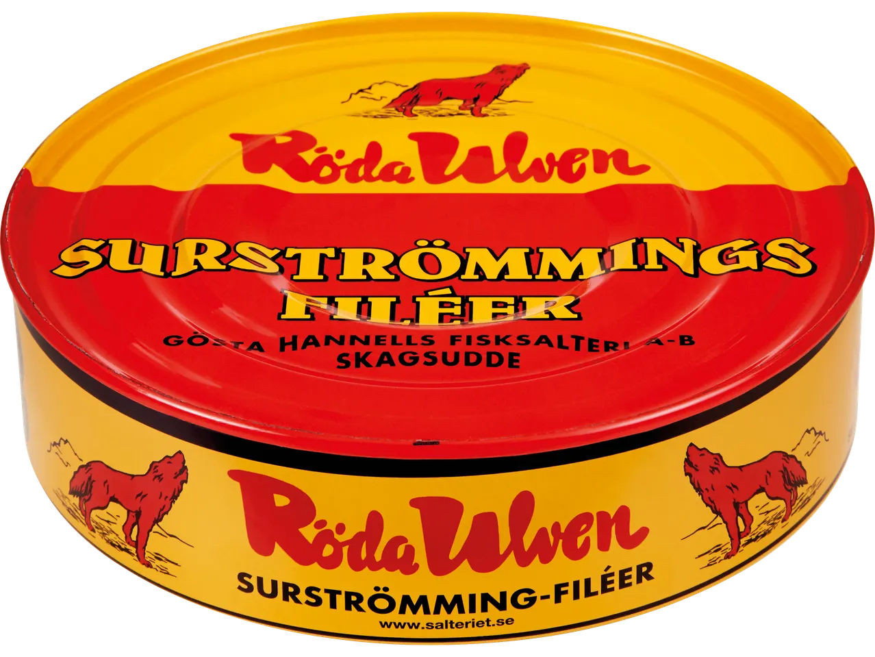 Röda Ulven surströmmingsfiléer i en klassisk konservburk.