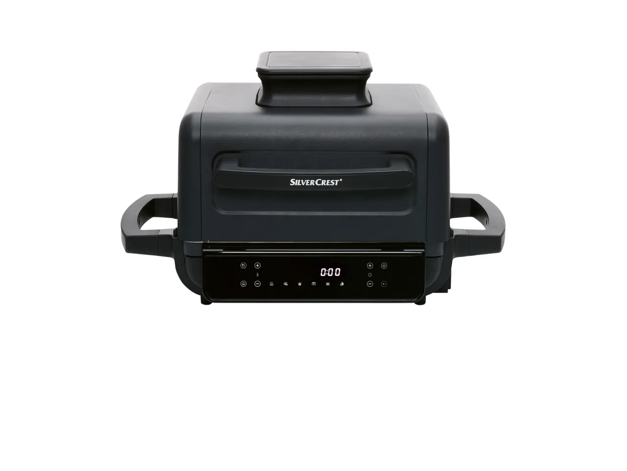 A black Breville indoor grill.