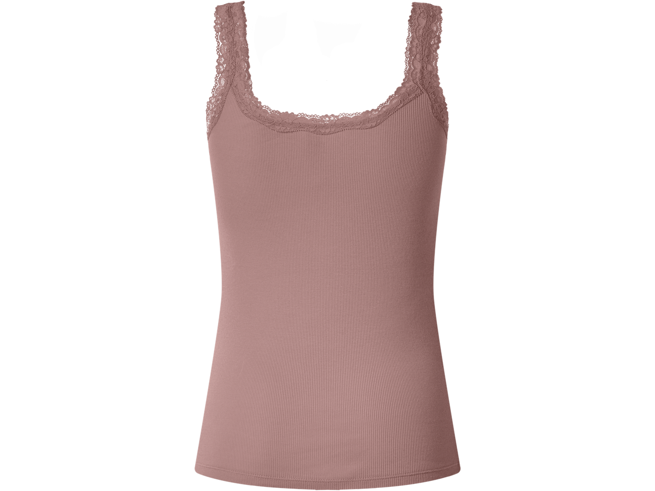 esmara® Ladies' Ribbed Vest Top with Lace in dusty pink