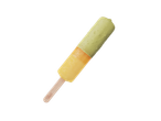 Gelatelli Picolé Premium de duas cores: amarelo e verde.