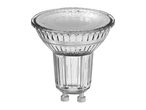 Clear glass GU10 LED spotlight bulb with textured lens and visible internal structure