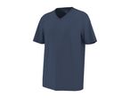 Men's navy blue V-neck t-shirt with a chest pocket.