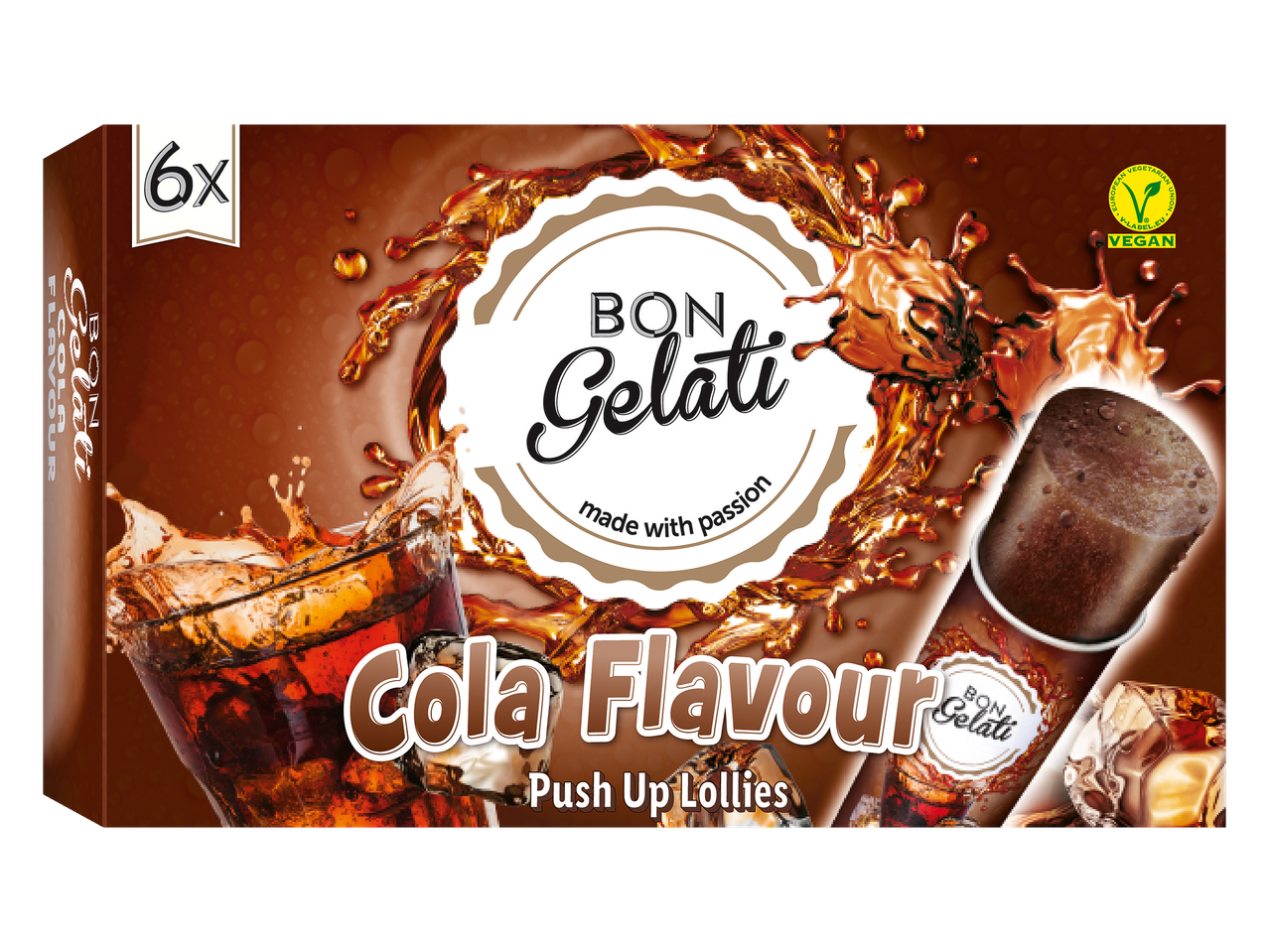 6 vegan Bon Gelati cola ijslolli's.