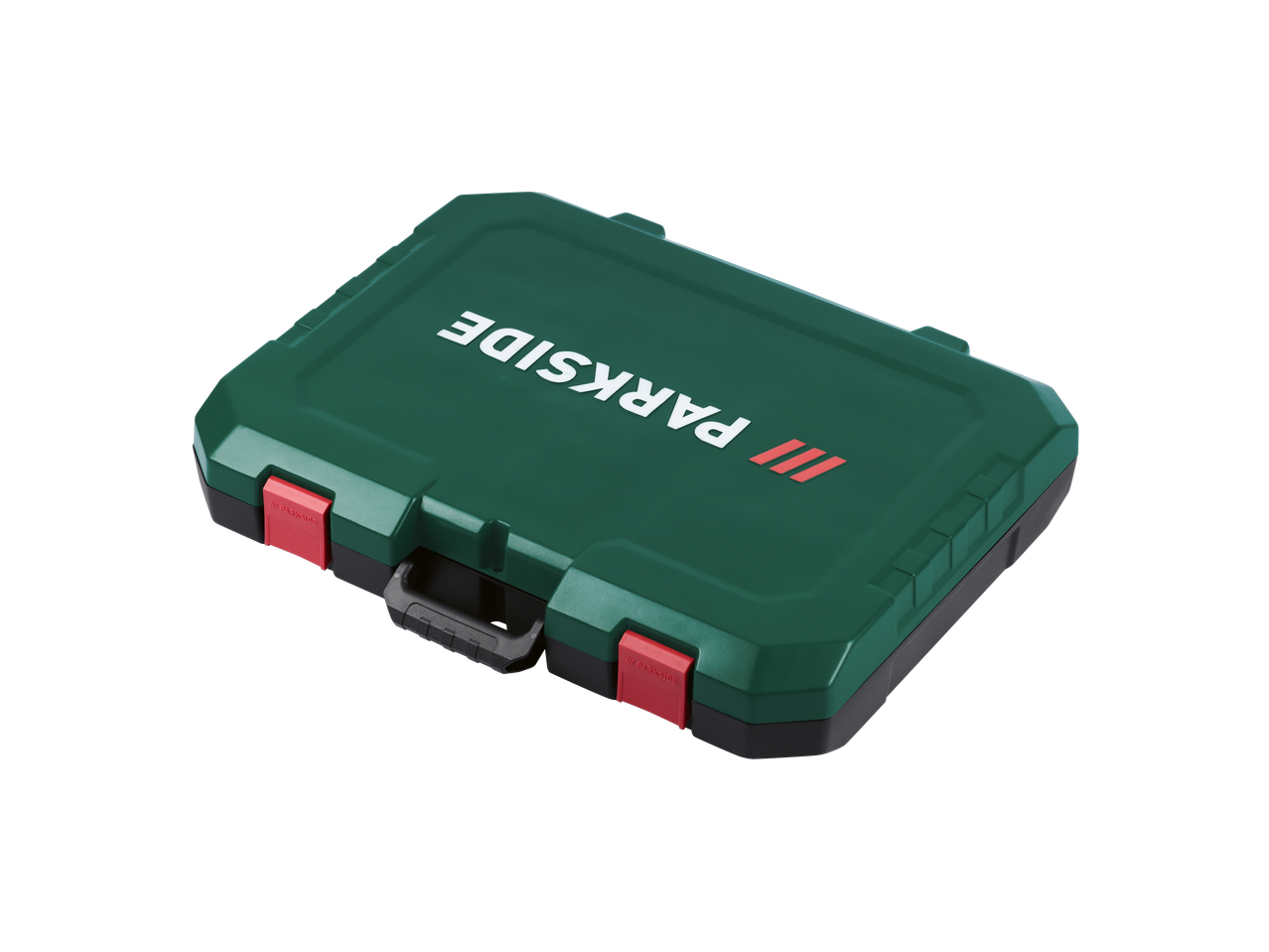 Parkside® Tool Kit in a green and black case with red clasps