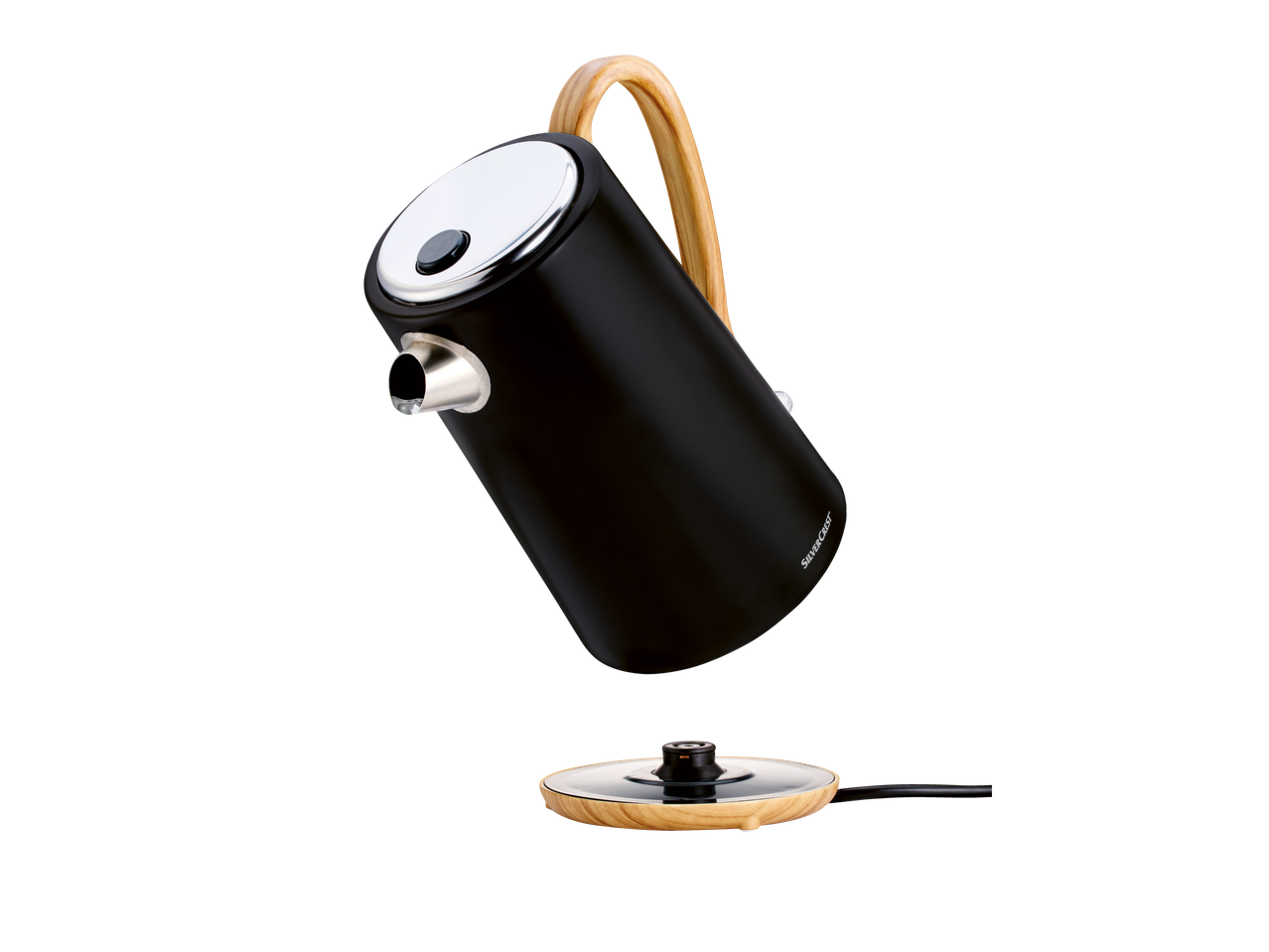 SILVERCREST® KITCHEN TOOLS Kettle, black with wooden handle and base