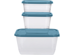 SILVERCREST® Food Storage Container Set with three clear containers and blue lids, stacked.