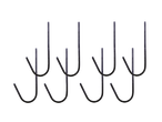 Black J-shaped hooks for hanging items.
