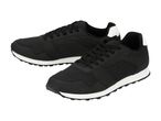 Pair of black and white sneakers with mesh and synthetic leather details