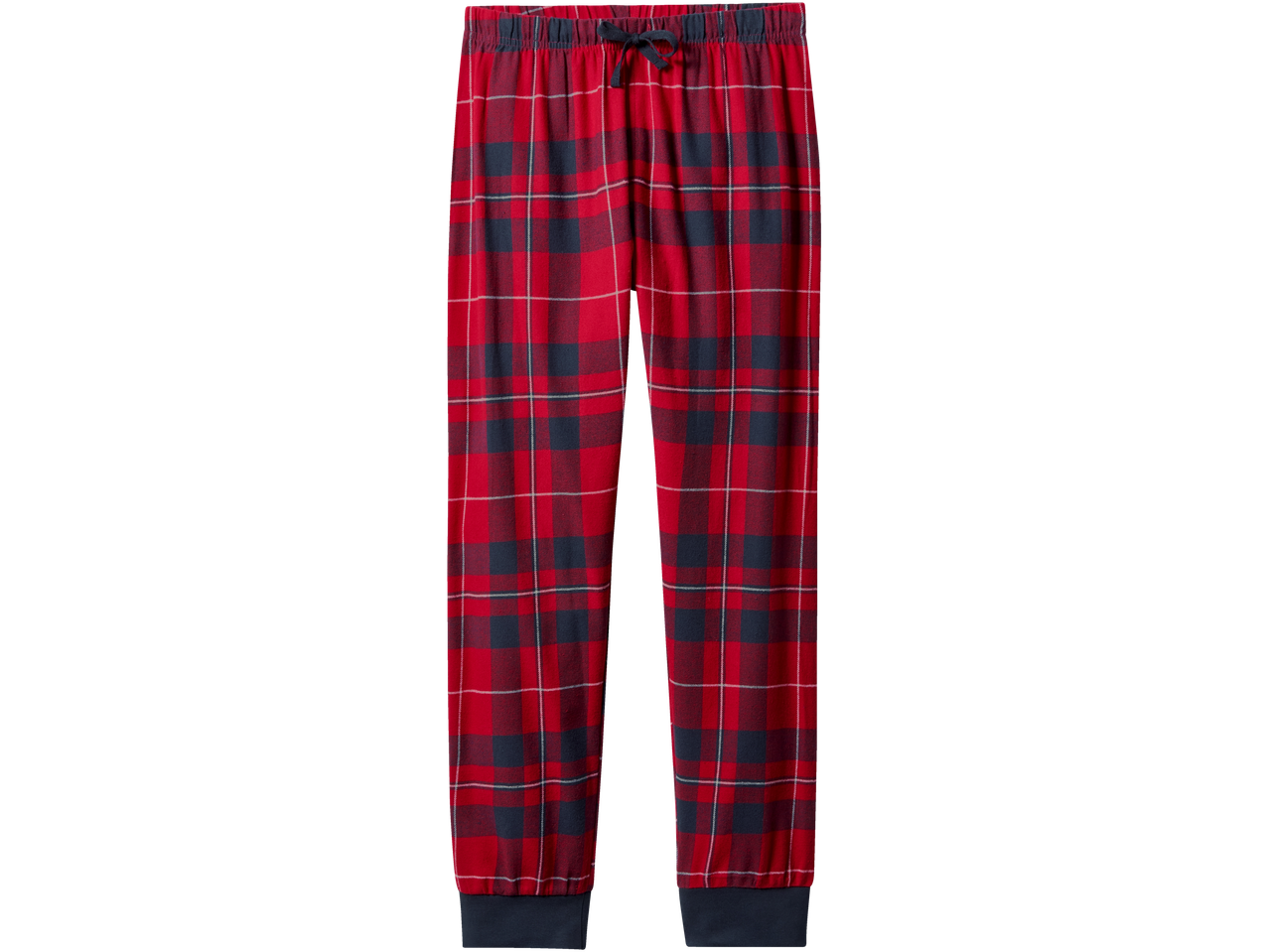 Bērnu sarkanas rūtainas pidžamas bikses ar aukliņu