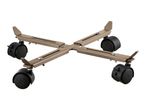 Adjustable brown metal plant caddy with four black caster wheels