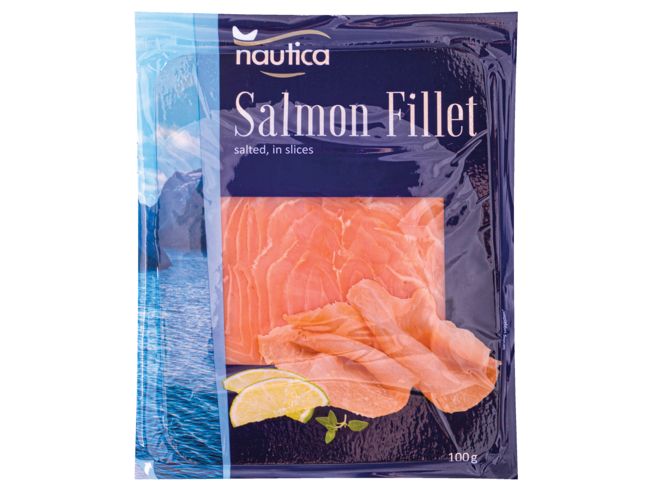 Nautica lõhefilee, soolatud ja viilutatud, 100g pakend.