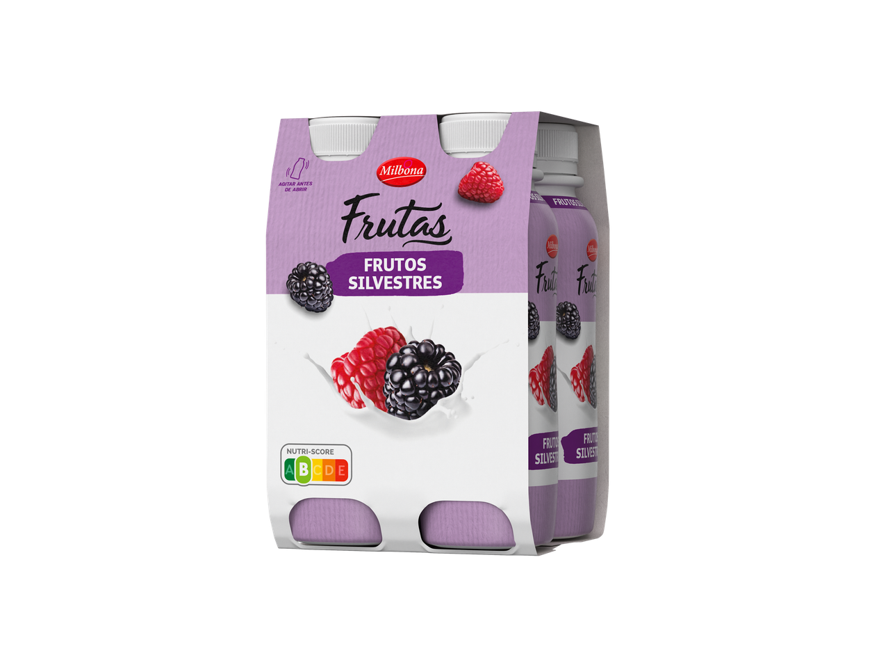 Milbona Iogurte Líquido Frutos Silvestres pack de 4 com Nutri-Score A.