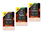 Tre pakker marineret svinekød: nakkekoteletter med paprika, steaks med krydderier og nakkekoteletter med krydderier, alle 1000g.