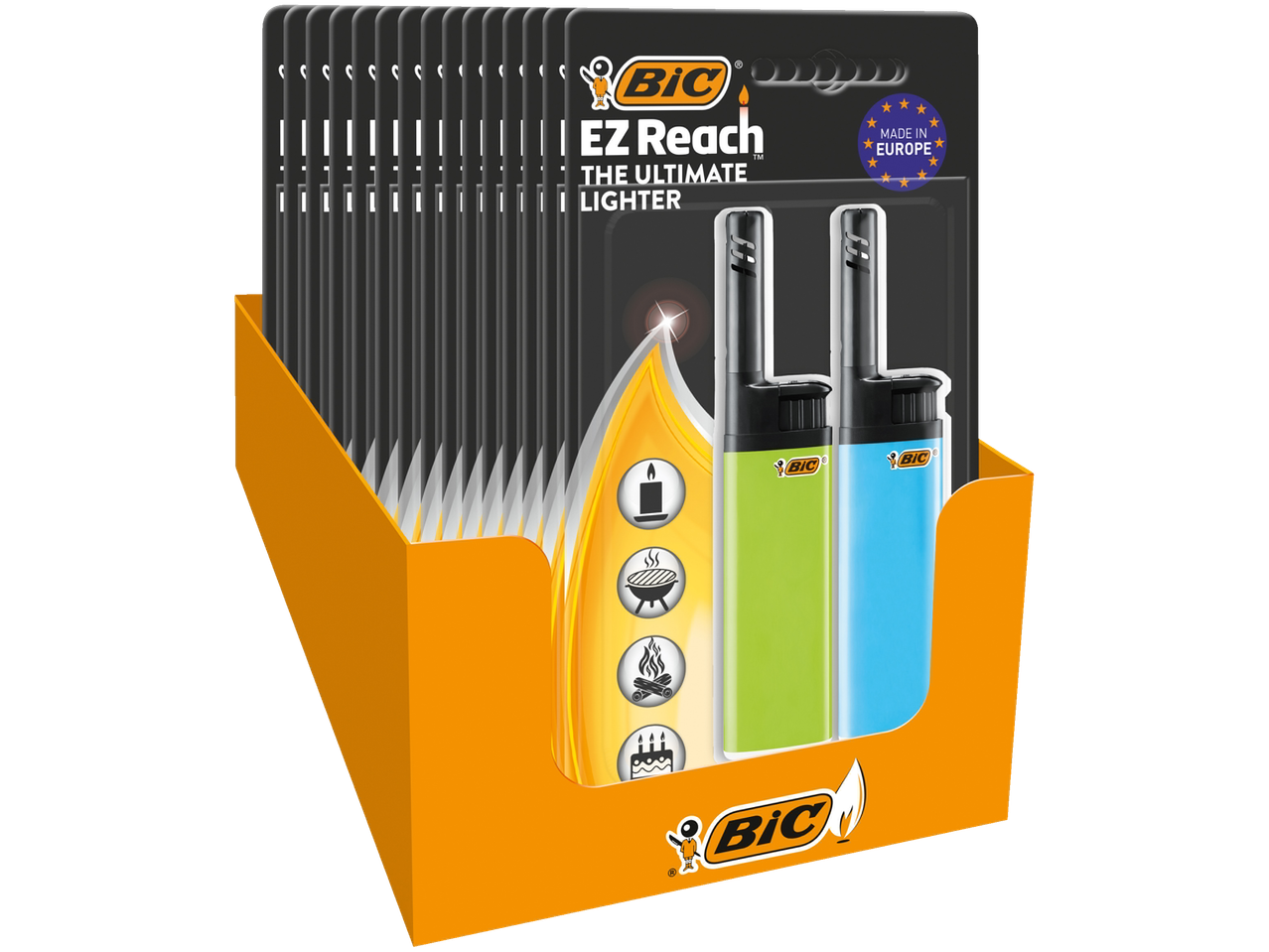 BIC EZ Reach žiebtuvėlių demonstracija, pagaminta Europoje.