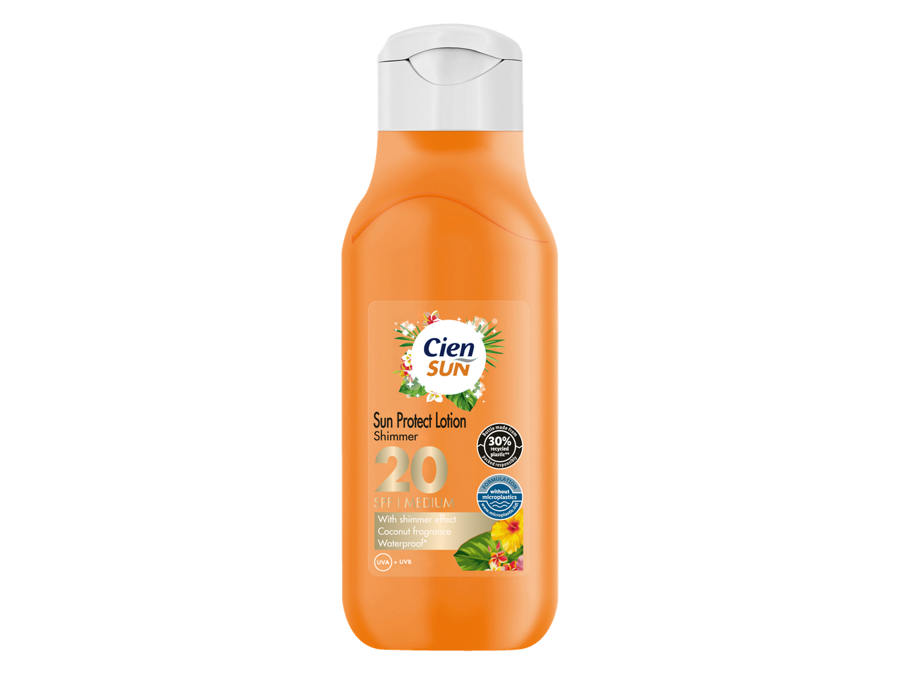 Loțiune de protecție solară Cien SUN cu sclipici, SPF 20.